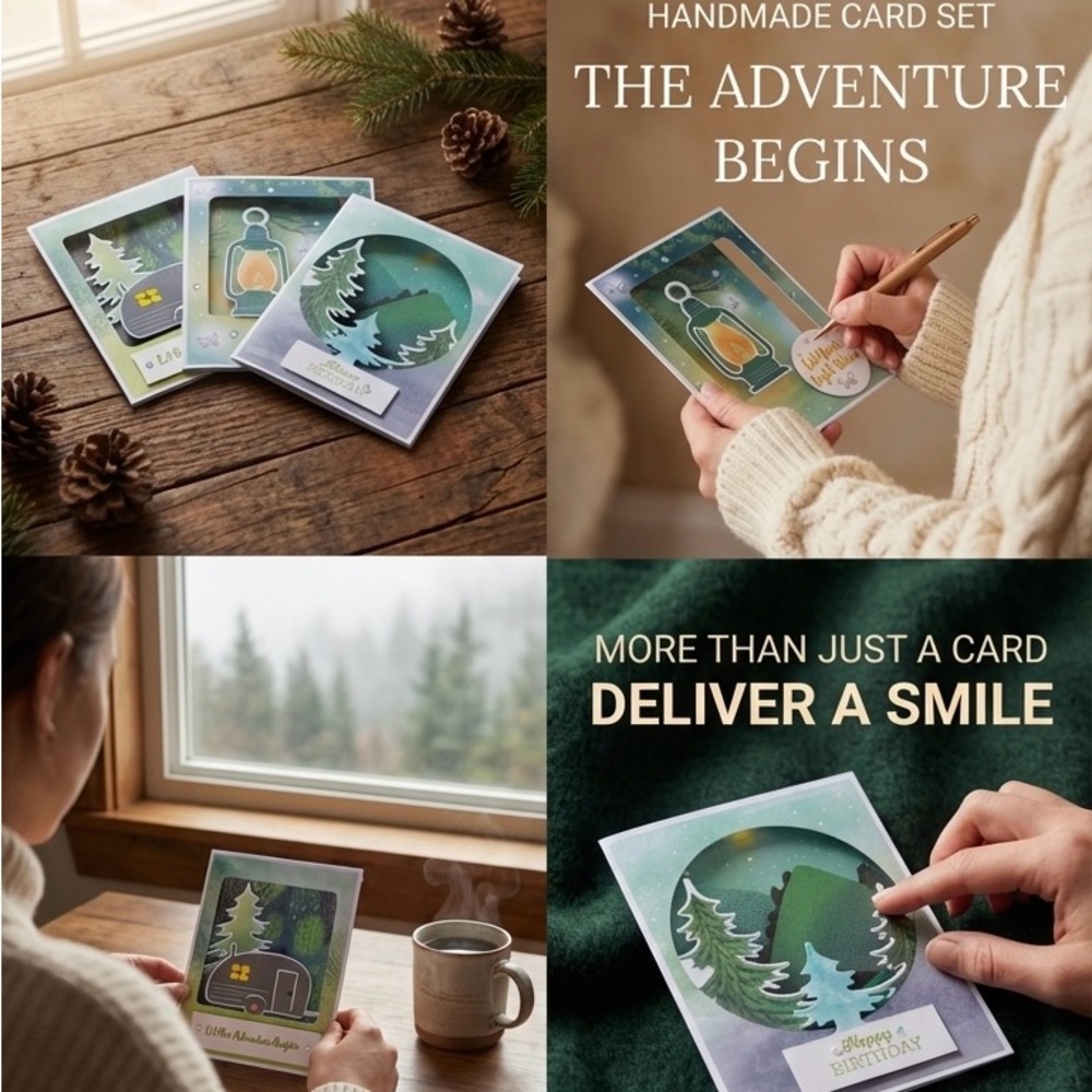 3 Card Set /  One Congrats and two Birthday Cards / Tri-Fold Card